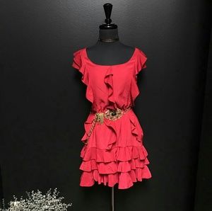 NWT HOPE & HONEY Red Ruffle Trim Dress Sz 14